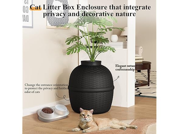  Hidden Litter Box with Faux Plant, Large