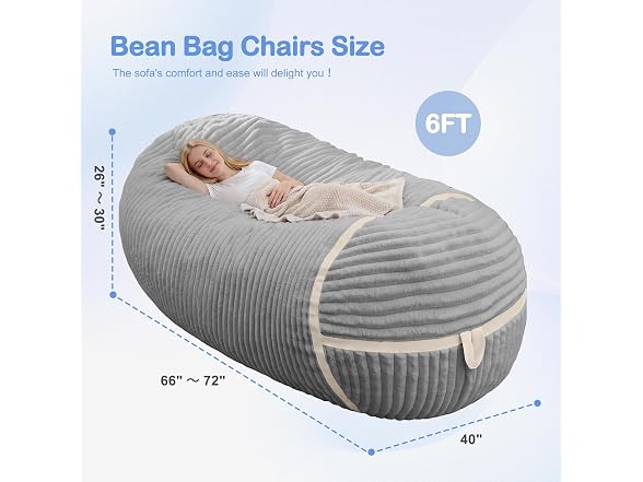 Giant Bean Bag Chair with Memory Foam