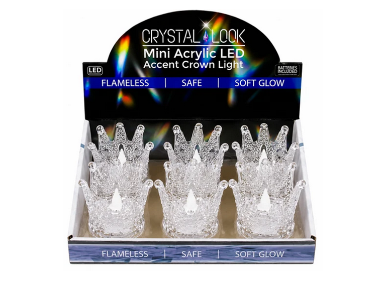 4-Pack 2.5" Crystal Mini Acrylic LED Crown Decorative Light