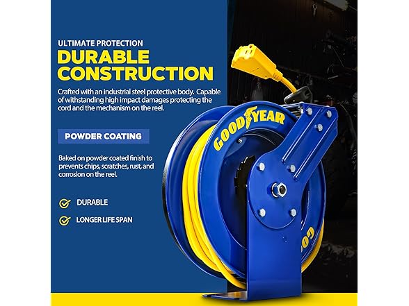 Goodyear Extension Cord Reel Retractable 14AWG x 100'