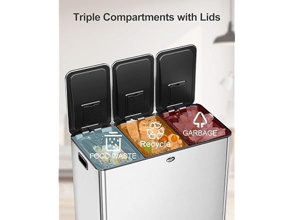 OUTLANE 3 x 20L/15.8 Gal Kitchen Trash Can