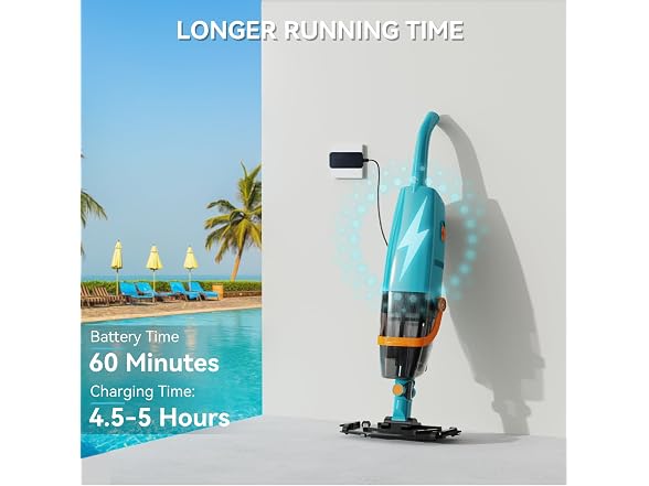 Handheld Pool Vacuum Cordless w/ Pole