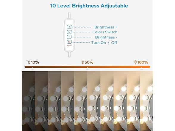LED Vanity Lights For Mirror, 10 Dimmable Bulbs