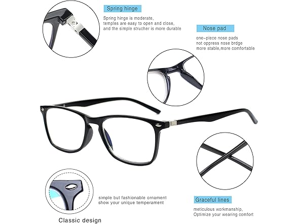 4 PK Blue Light Blocking Reading Glasses