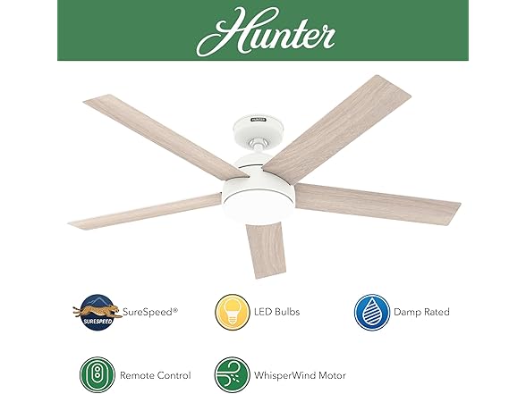 Hunter Fan 52 Inch White Indoor/Outdoor Ceiling fan - Gallery 2