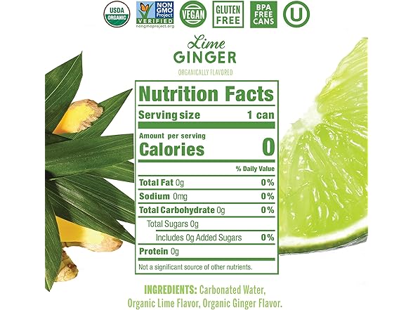 Nixie Sparkling Water, Lime Ginger | 12  oz.