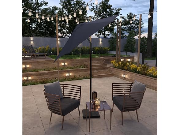 Sunline 7.5 ft Patio Umbrella with Crank Navy Blue - Gallery 3