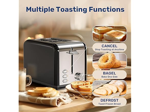 YSSOA 2-Slice Stainless Steel Toaster