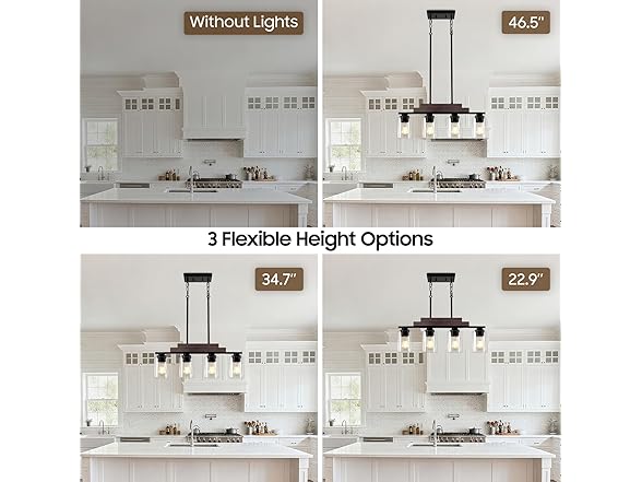 4-Light Linear Chandelier, Matte Black Pendant
