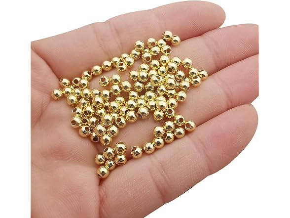 WOCRAFT 200pcs Gold Smooth Round Spacer Beads
