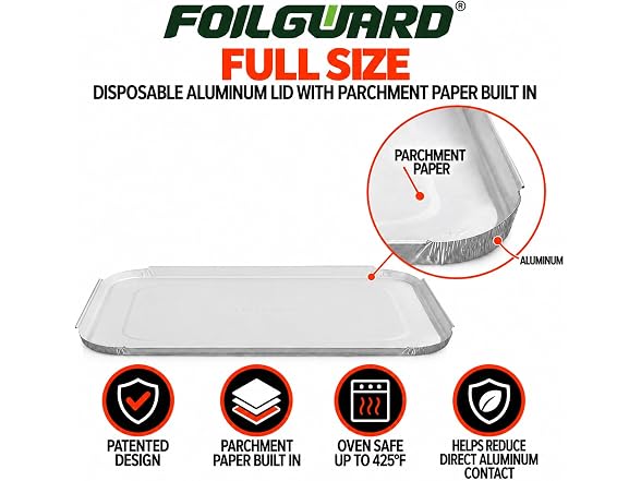 FoilGuard Full Size Disposable Aluminum Lid