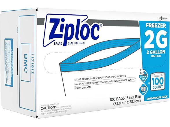 Ziploc Freezer Bags 2 Gallon, 100ct
