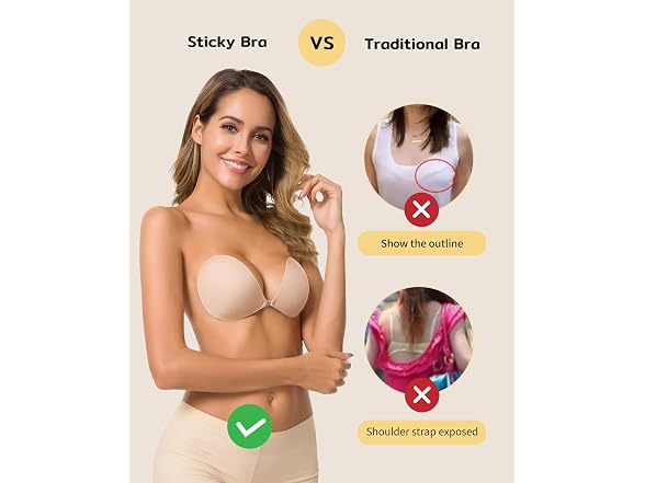 Niidor Women (C) Sticky Bra Strapless Bra Up Dress