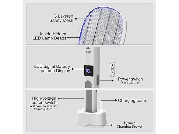 WBM Bug Zapper Lamp & Racket USB