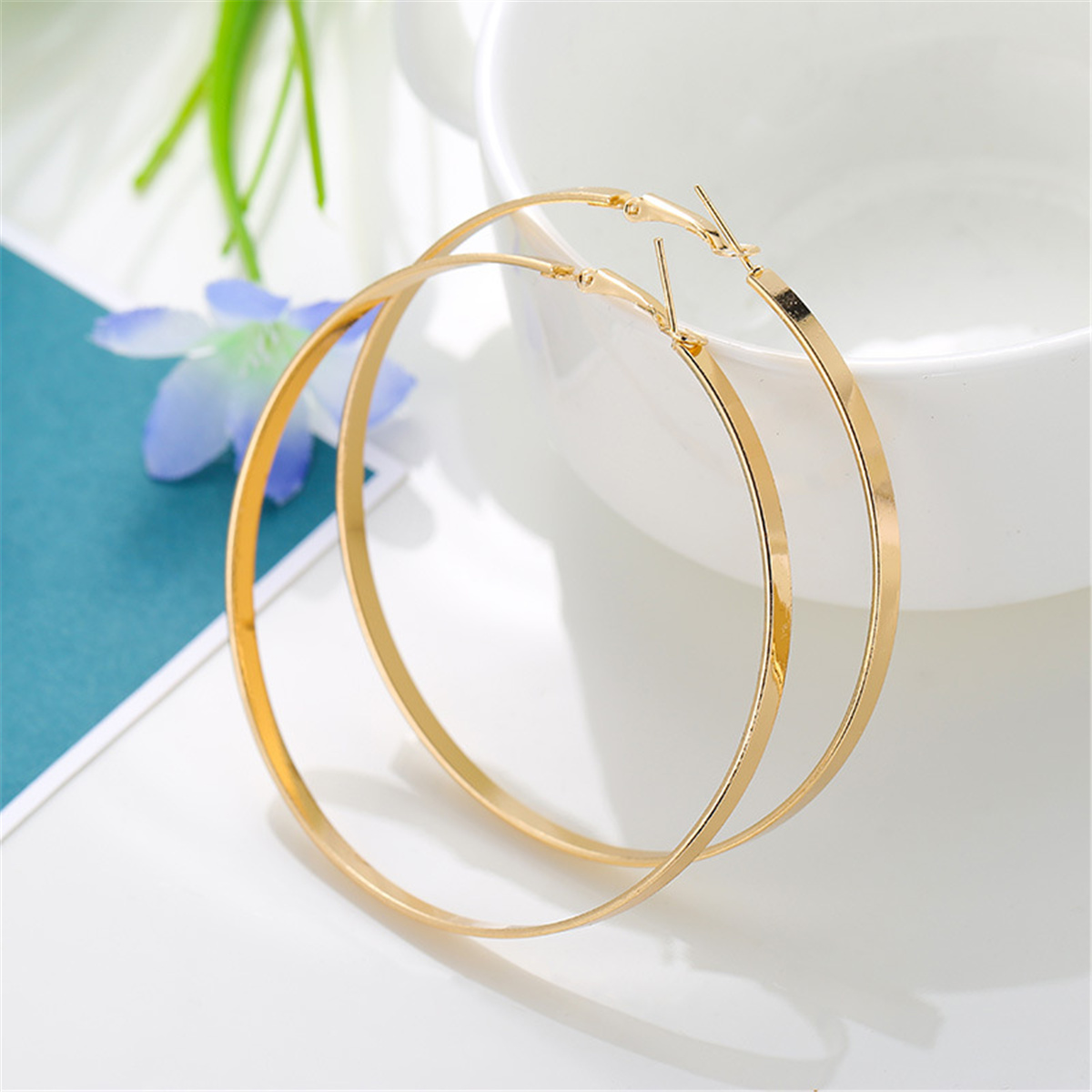 14K Gold Plated Omega Hoops - Gallery 4