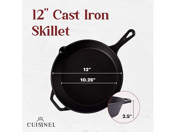 Cuisinel 12-Inch Cast Iron Skillet