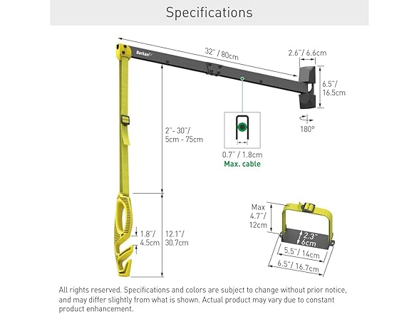 Barkan EV80WM 32" EV Charging Cable Wall Arm