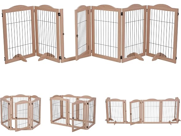 Arf Pets Dog Gates With metal 6 Panels Walnut