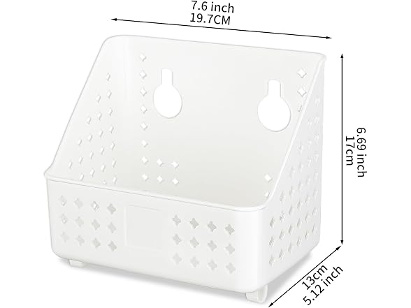 Cetomo Plastic Hanging Baskets with Hole White, 4 Pack