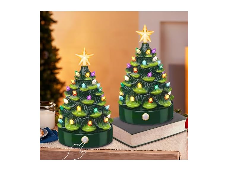 Brightever CDSDS-001GR-2 2-Pack Christmas Tree Night Li
