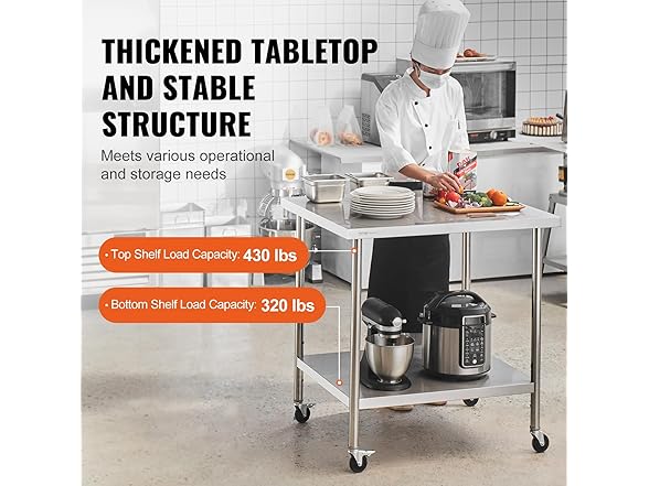 VEVOR Stainless Steel Work Table 24 x 36 x 38 Inch