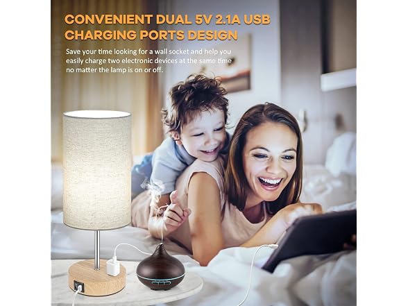 Brightever set of 2 Table Lamps with 2 USB Charging Ports