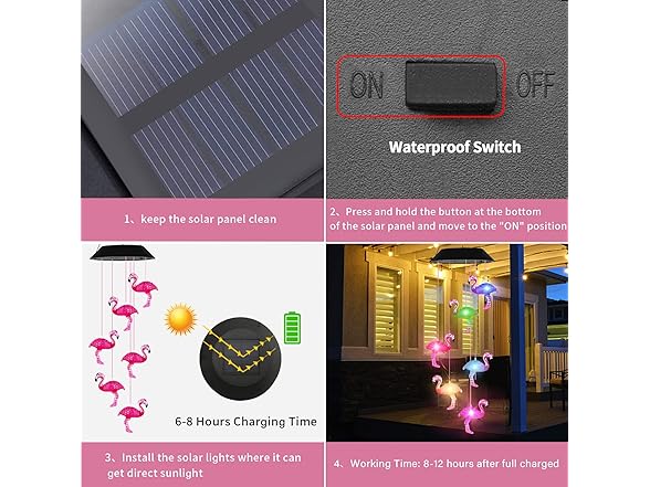AIONASA Solar Flamingo Wind Chimes