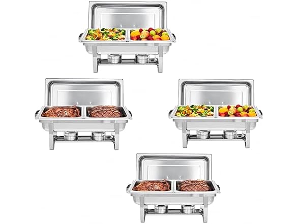 PrecisionAuto Professional Stainless Steel Chafing Dishes – 4-Pack
