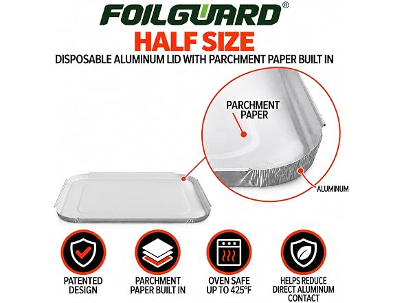 FoilGuard Half Size Disposable Aluminum Lid
