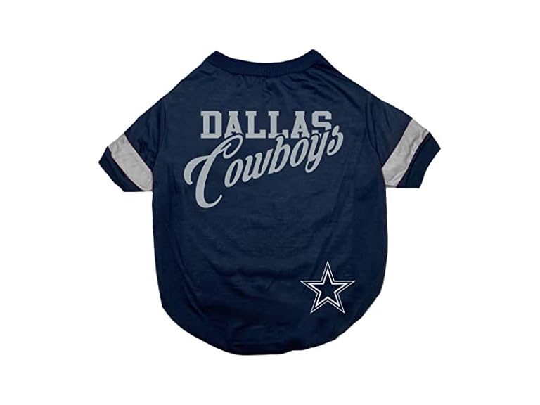 NFL Dallas Cowboys T-Shirt for Dogs & Cats, Large. Football Dog Shirt for NFL Team Fans. New & Updated Fashionable Stripe Design, Durable & Cute Sports PET TEE Shirt Outfit