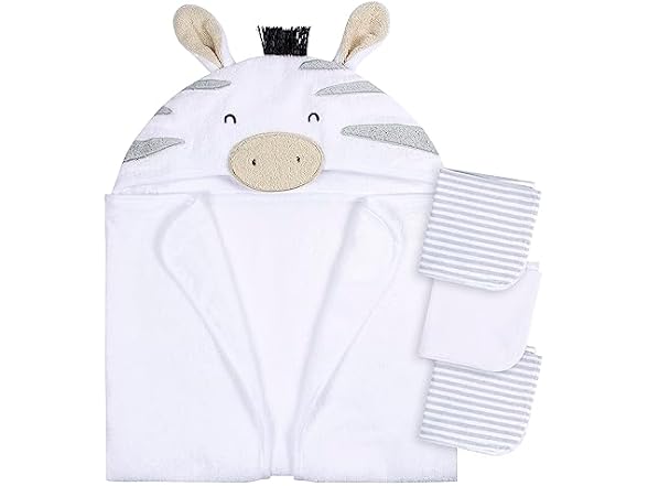 Gerber Baby 4PC Zebra Hooded Towel Set