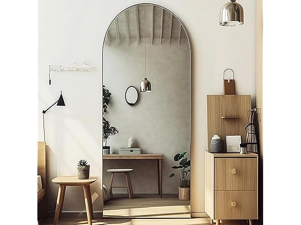 Full Length Arched Floor Mirror-Black
