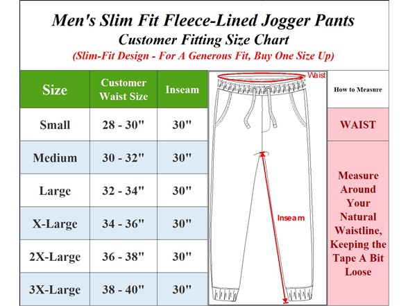 3Pk Mens Fleece-Lined Jogger Pants