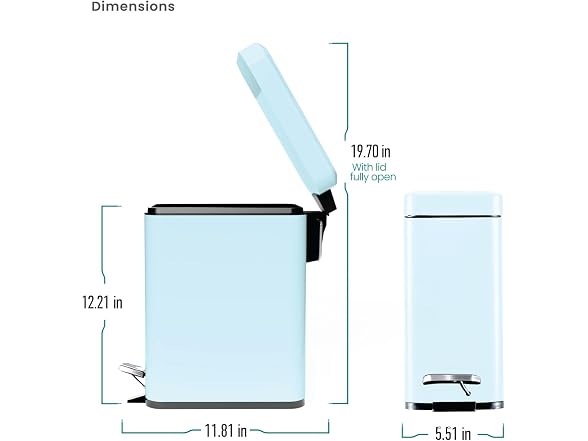Pack 1.3 Gallon Small Poweder Blue Bathroom Trash Can