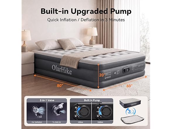 OlarHike Queen Air Mattress 20in 700LBS