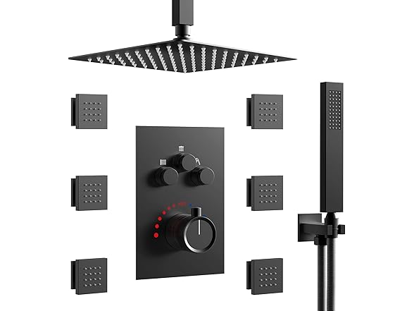 EVERSTEIN 12" Ceiling Mount Rainfall Shower System