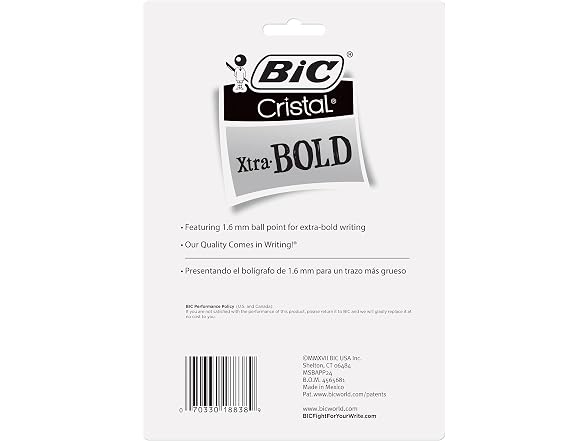BIC Cristal Xtra Bold Ballpoint Pens, Bold Po