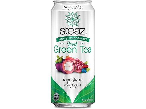 12PK Steaz Lightly Sweetend Iced Green Tea, 16 oz.