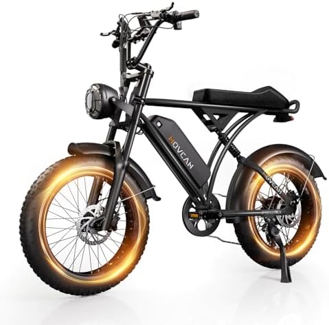 Movcan V60 Electric Bike for Adults, 1000W Motor 30MPH Top Speed 20” Fat Tire Electric Bike, 48V 15.6Ah Removable Battery Ebike, 7-Speed Full Suspension Electric Dirt Bike, Black
