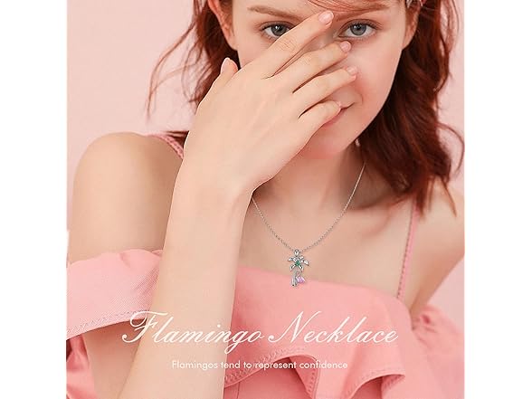 AGNURCADE Necklace Tropical Tree Flamingo