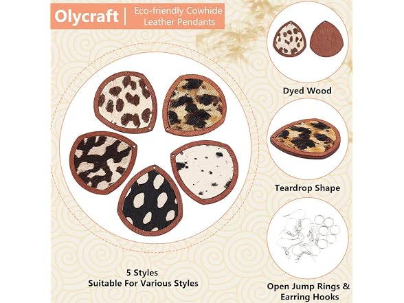 OLYCRAFT 30 Pcs Leopard Wood Earring