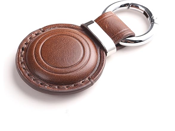 Genuine Leather AirTag Keychain Holder
