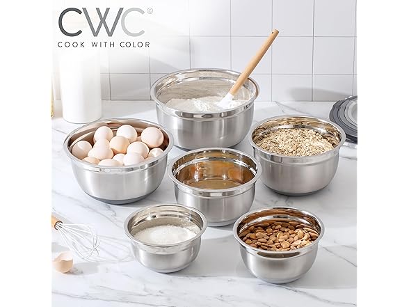 12 Pc Mixing Bowls with Lids Gray