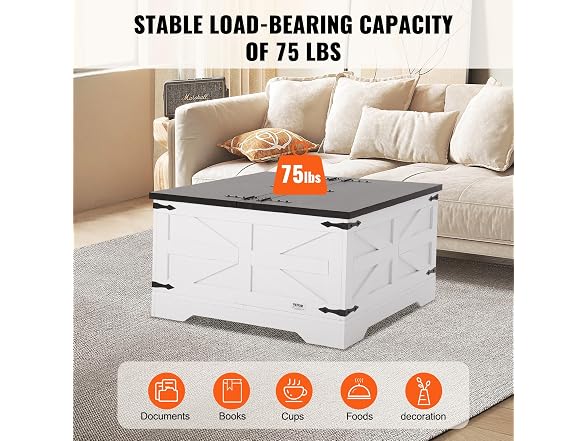 31.5" Hinged Farmhouse Coffee Table