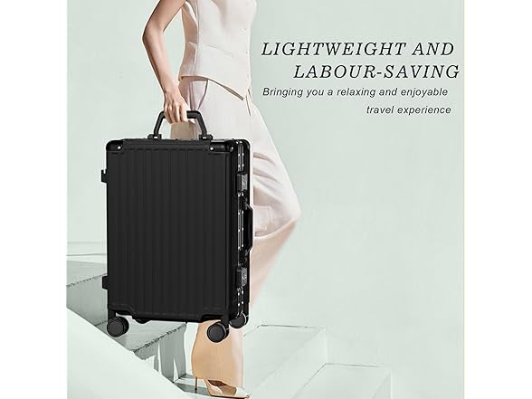 AnyZip Luggage PC+ABS Aluminum Frame Zipperless Checked Luggage Hard Shell Suitcase with TSA Lock Double Spinner Wheels 28 Inch Black (Open Box)
