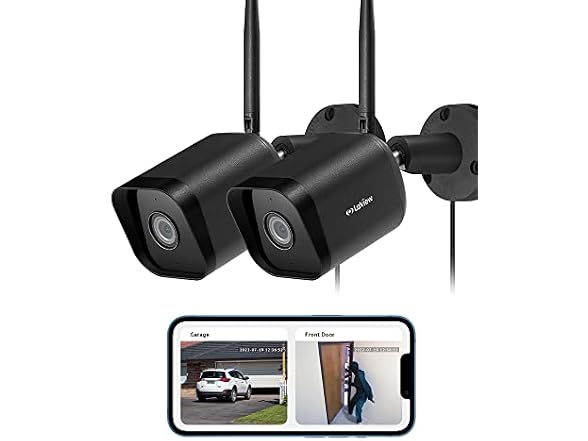 La View B9 Outdoor Security Cameras 1080P 2PK Black