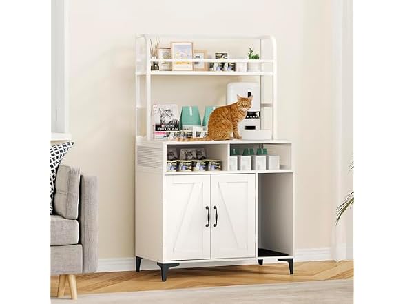 GOCAPTAIN Cat Litter Box Enclosure with Shelf Storage