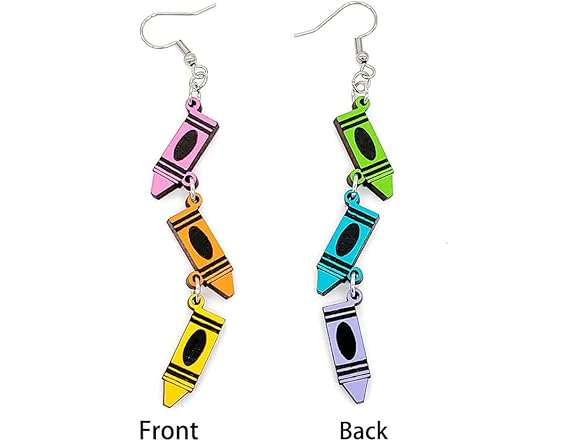 Colorful Three section Crayon Earrings