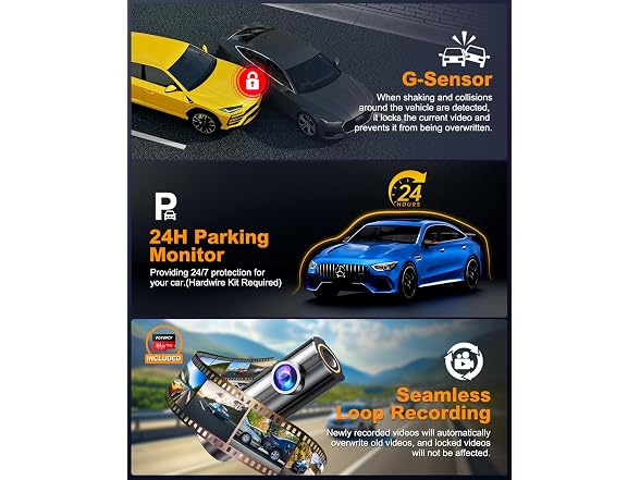 POYBPCY Dash Cam Front and Rear 4K