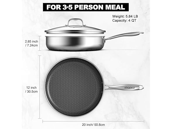 12" Stainless Steel Frying Pan with Lid